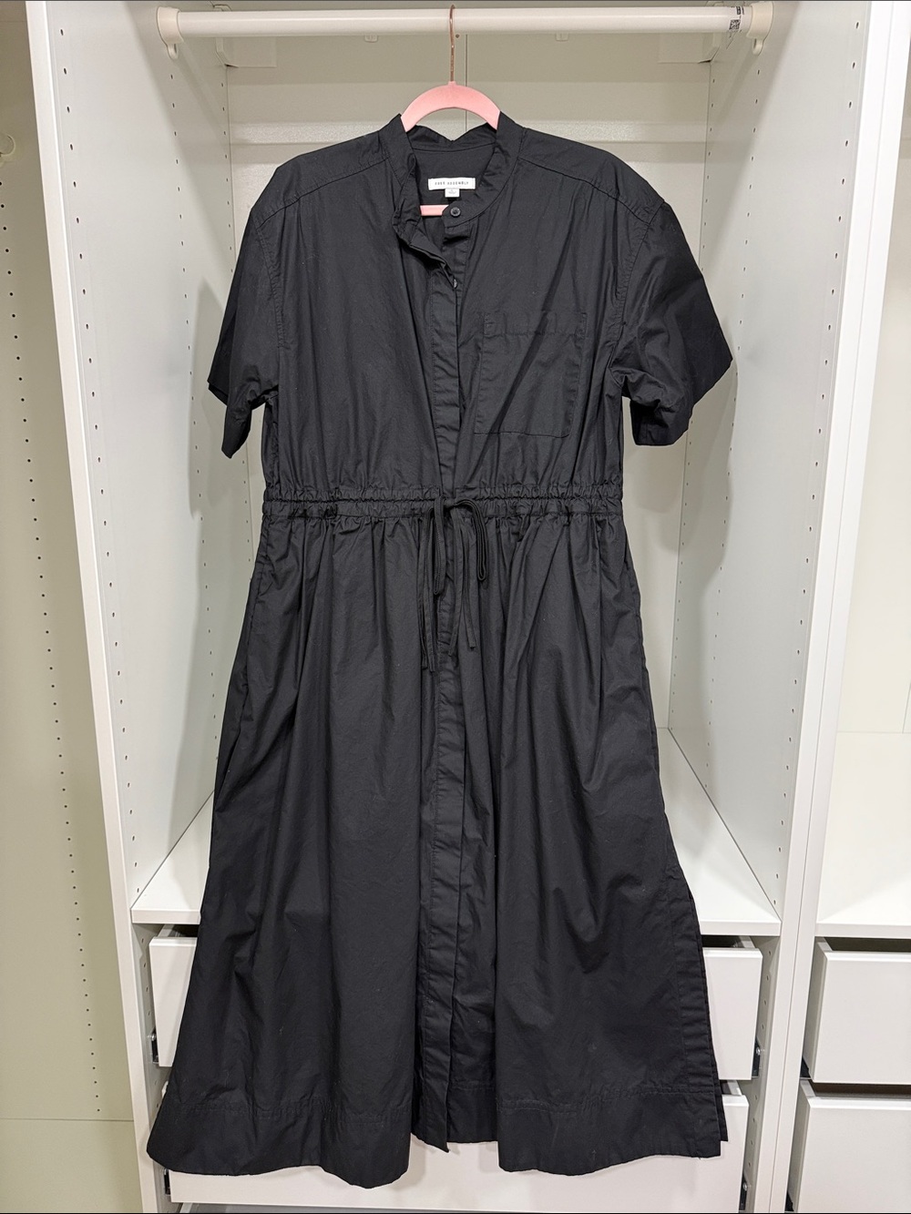 Free Assembly Black Cotton Utility Midi Dress